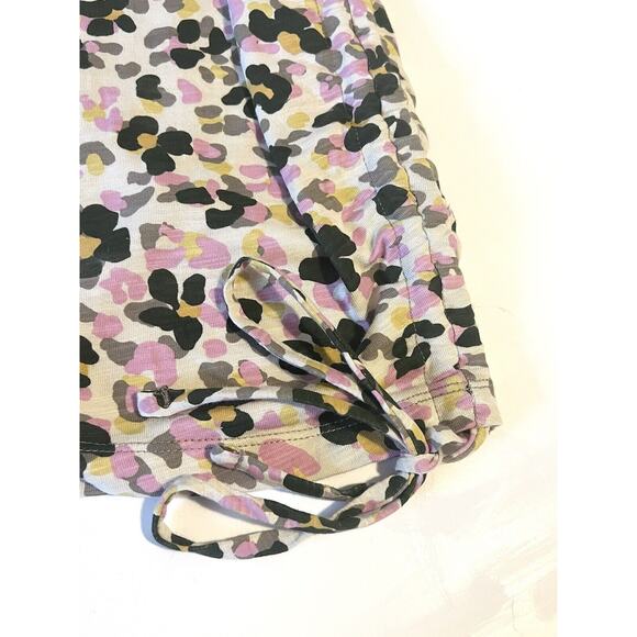 Sanctuary Drawstring T-Shirt Dress Women's Large Tan Floral Pull-On Ruched Side - Picture 6 of 7